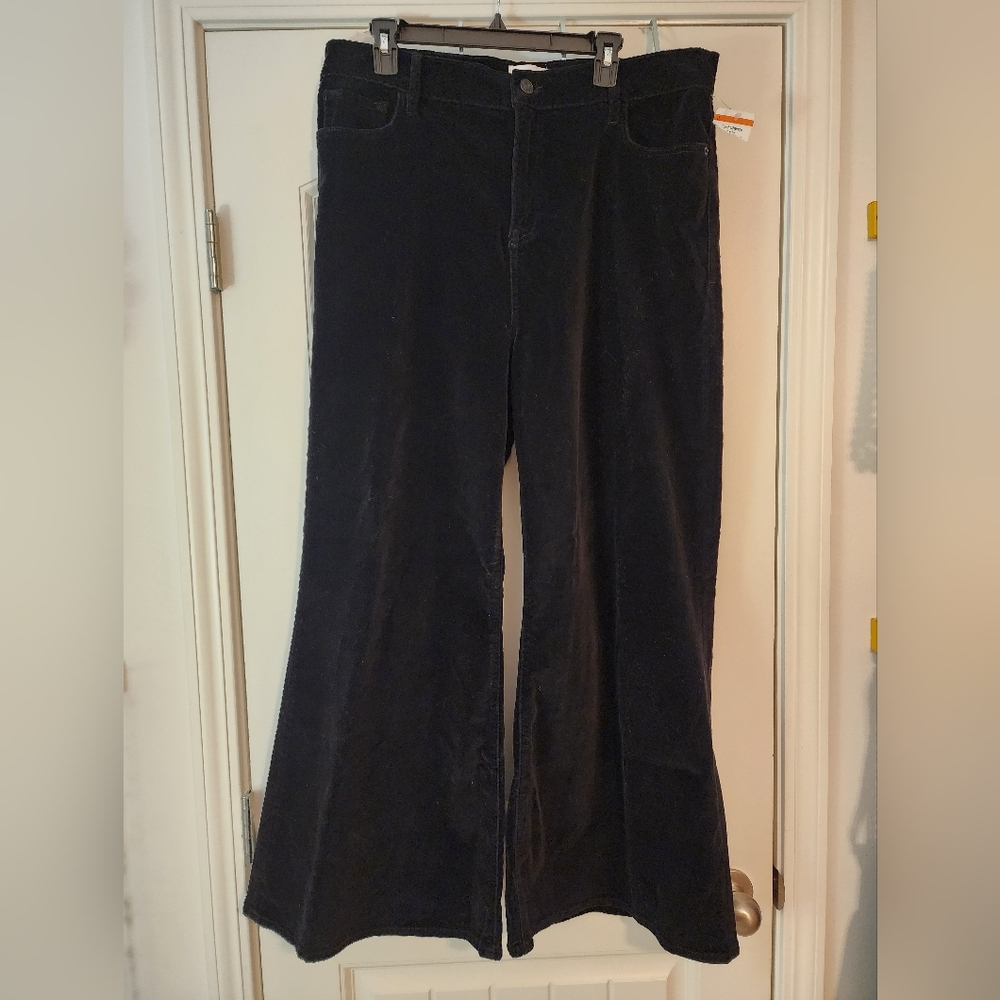 Frame NWT Women's Black Velvet Le Palazzo Crop Flared Pants Size 33 Goth $498